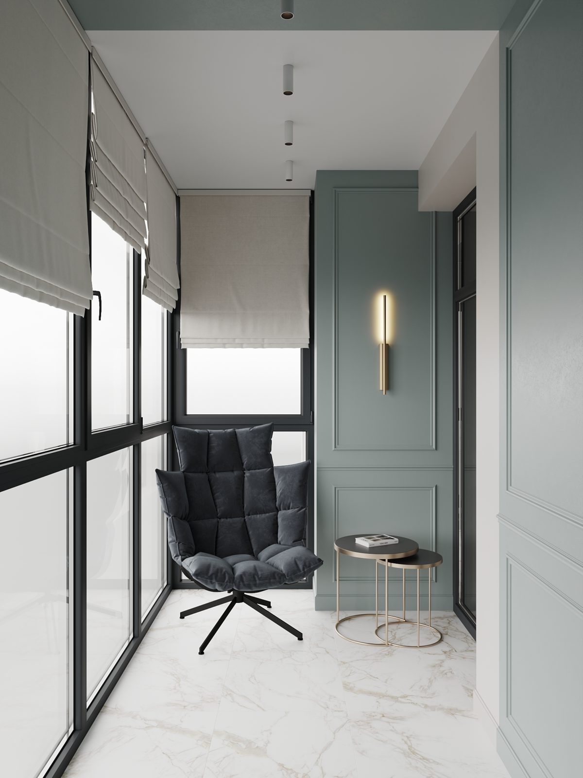 Living room with elegant curtains